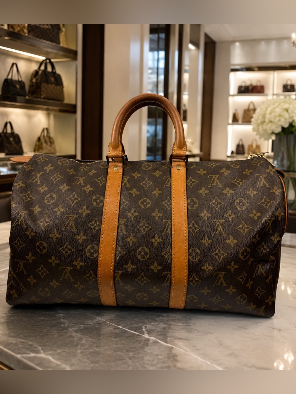 Authentic Louis Vuitton Keepall 45 Monogram Canvas Travel Bag